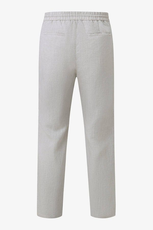 Men’s Linen-Blend Drawstring Trousers - Driftwood Beige