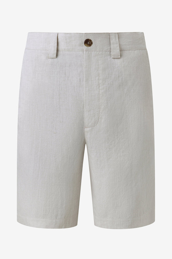 Men’s Linen-Blend Tailored Shorts - Driftwood Beige