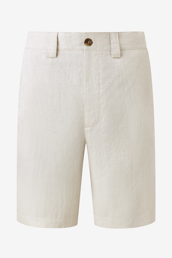Men’s Linen-Blend Tailored Shorts - Driftwood Beige