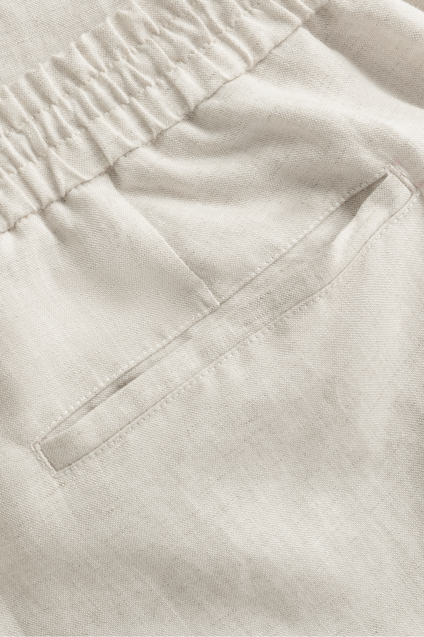 Men’s Linen-Blend Drawstring Trousers - Driftwood Beige