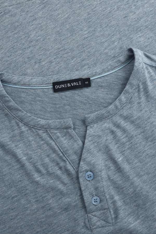 Men’s Modern Knit Henley Tee - Steel Blue