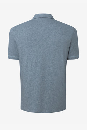 Men’s Relaxed Open-Collar Polo - Steel Blue