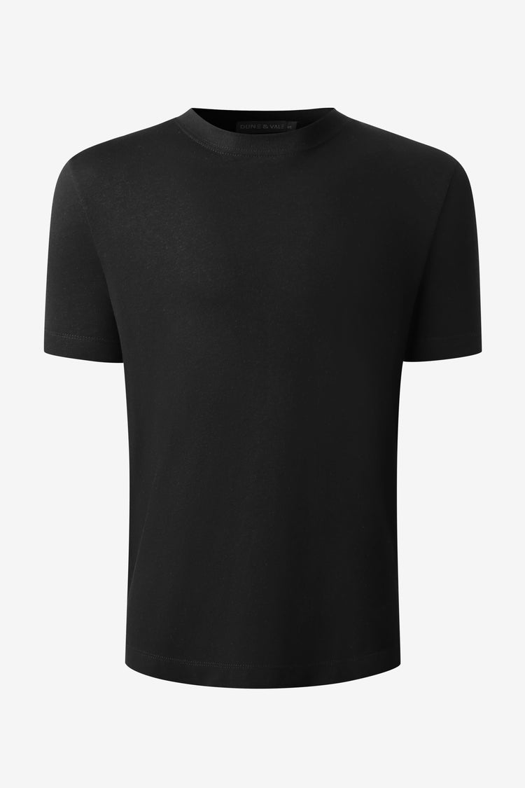 Men’s Cotton Linen Crewneck Tee - Jet Black
