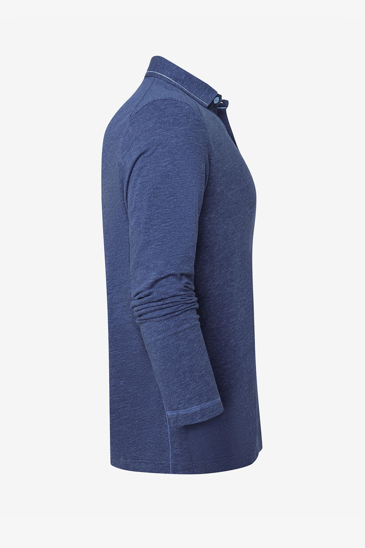 Men’s Polished Long-Sleeve Polo - Maritime Blue