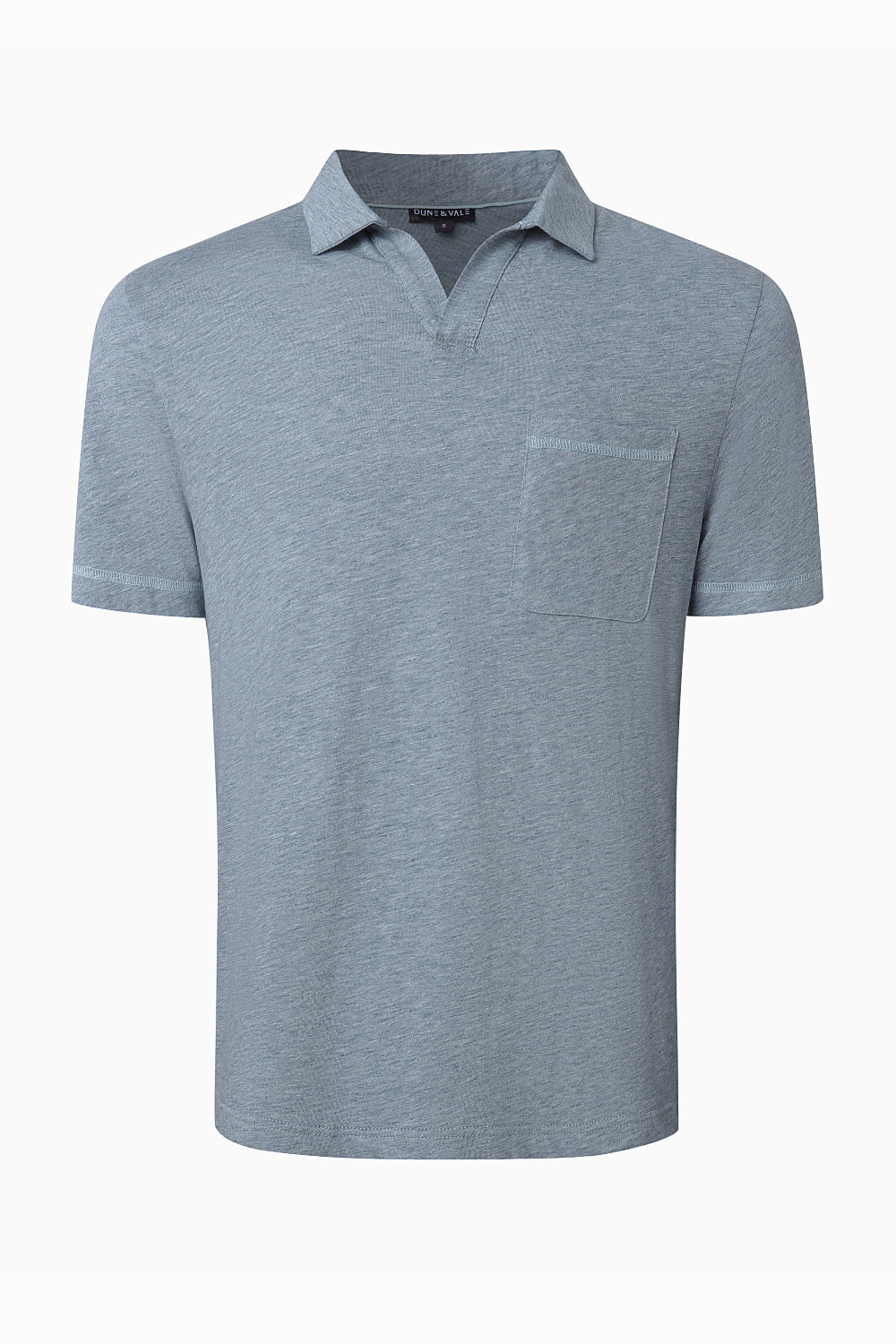 Men’s Relaxed Open-Collar Polo - Steel Blue