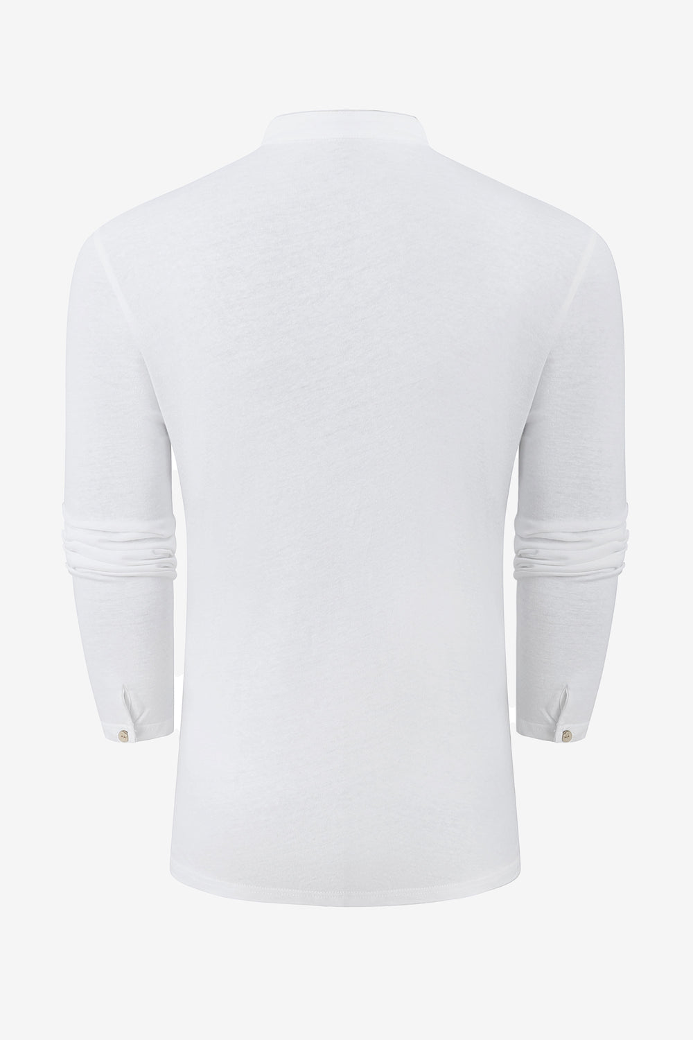 Men’s Cotton Linen Button-Neck Henley - Alpine White