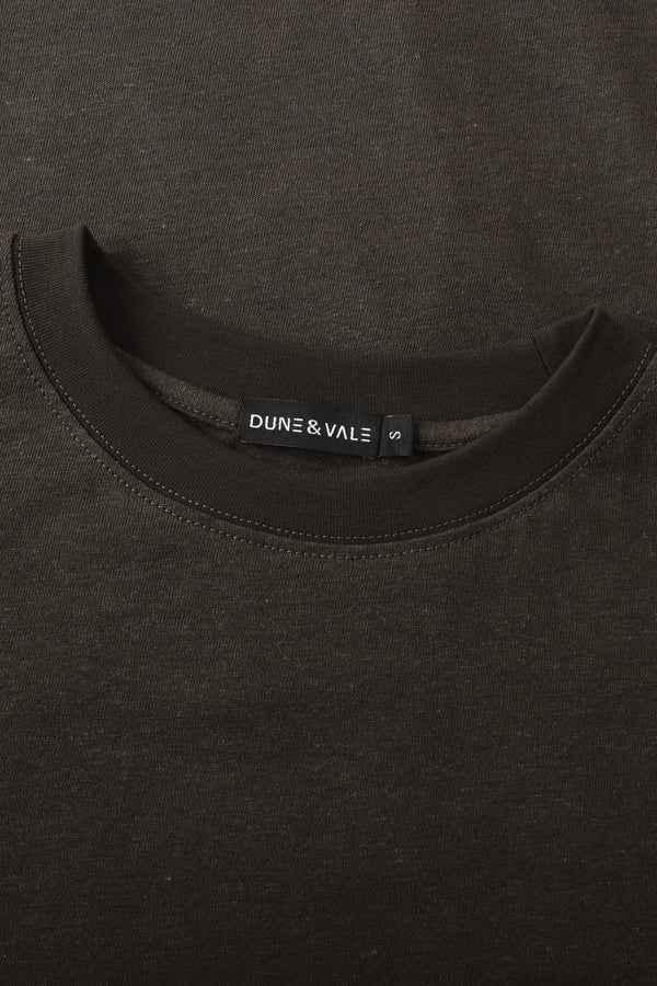 Men’s Cotton Linen Crewneck Tee - Espresso