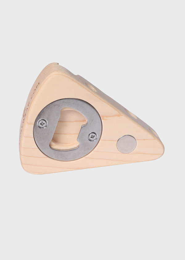 Cheese-Shaped Wooden Bottle Opener & Phone Stand