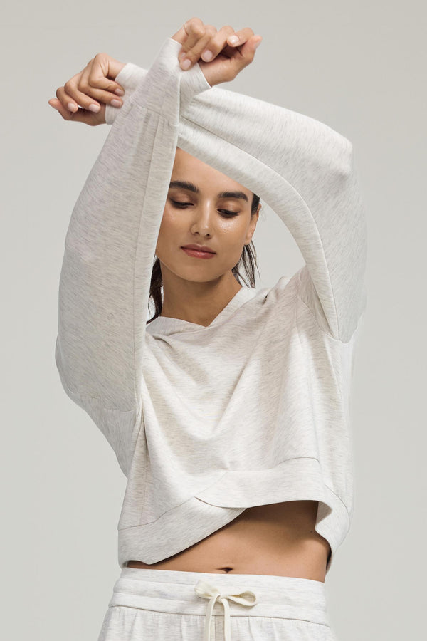 The Crossover Hem Hoodie - Heather Mist