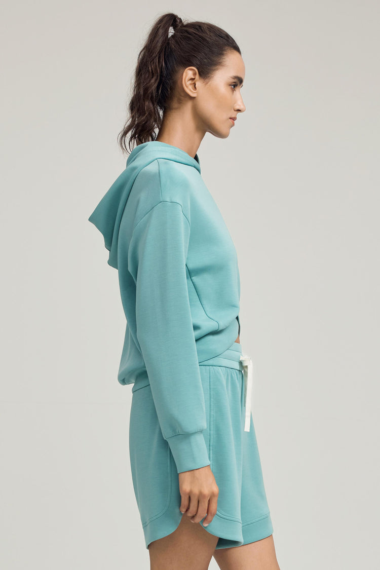 The Crossover Hem Hoodie - Seafoam Blue