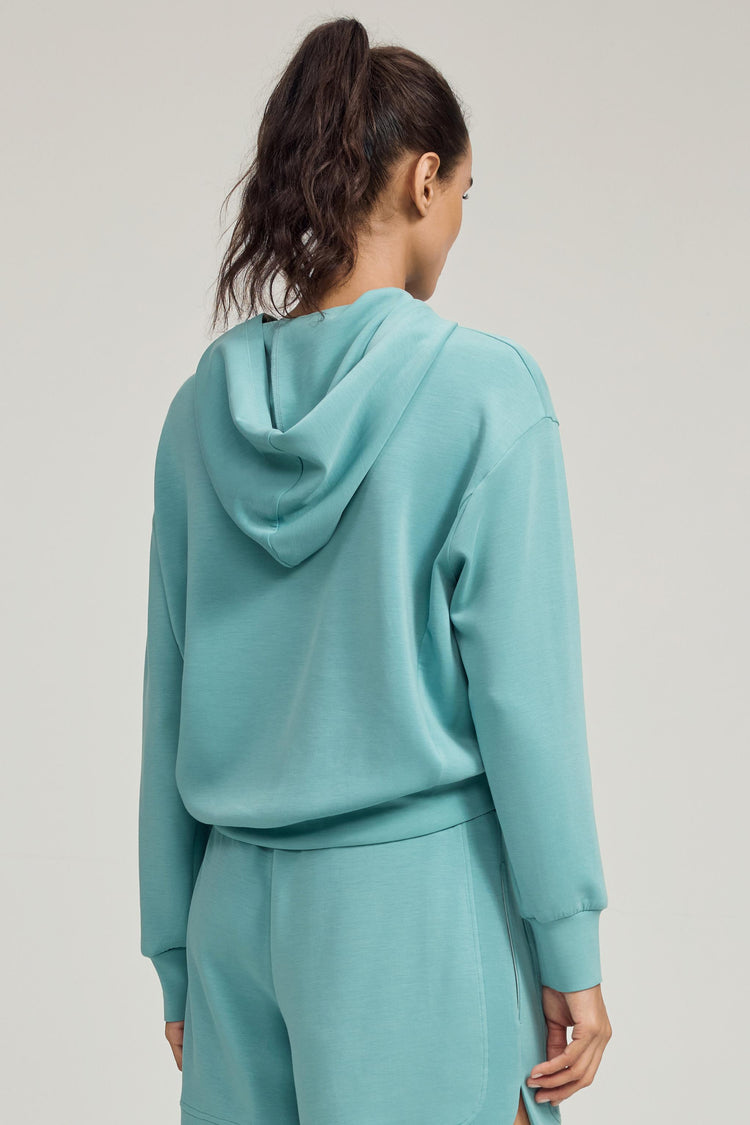 The Crossover Hem Hoodie - Seafoam Blue