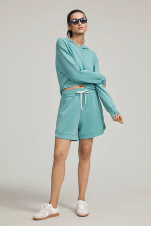 Women's Crossover Hem Hoodie - Seafoam Blue