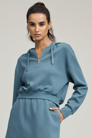 The Half-Zip Fleece Hoodie - Slate Blue