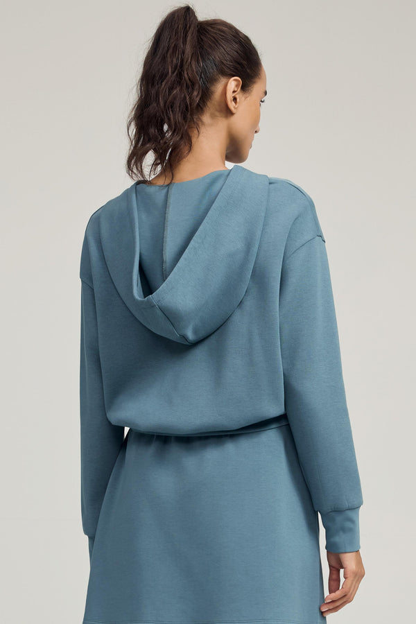 The Half-Zip Fleece Hoodie - Slate Blue