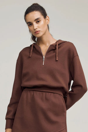 The Half-Zip Fleece Hoodie - Chestnut Brown