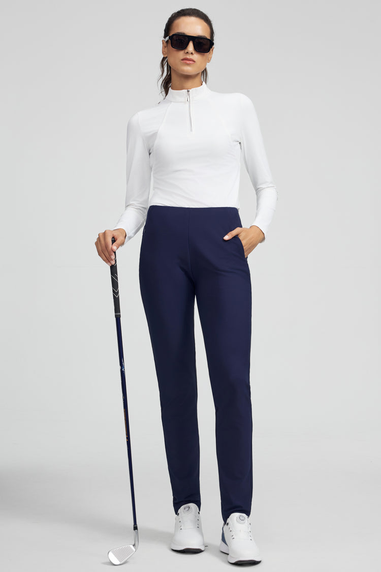 Women’s Zip-Pocket Stretch Pants - Navy