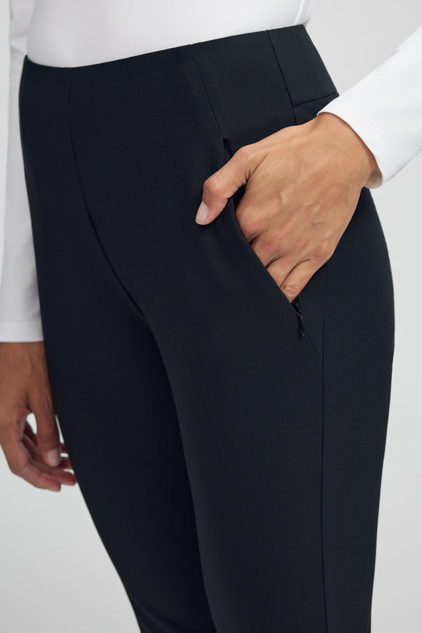 Women’s Zip-Pocket Stretch Pants - Onyx Black
