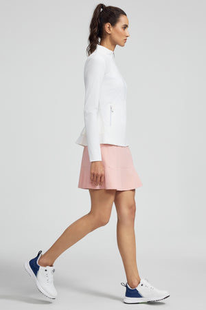 Women’s Peplum Mesh-Panel Zip Jacket - White
