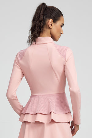 Women’s Peplum Mesh-Panel Zip Jacket - Rose Drive