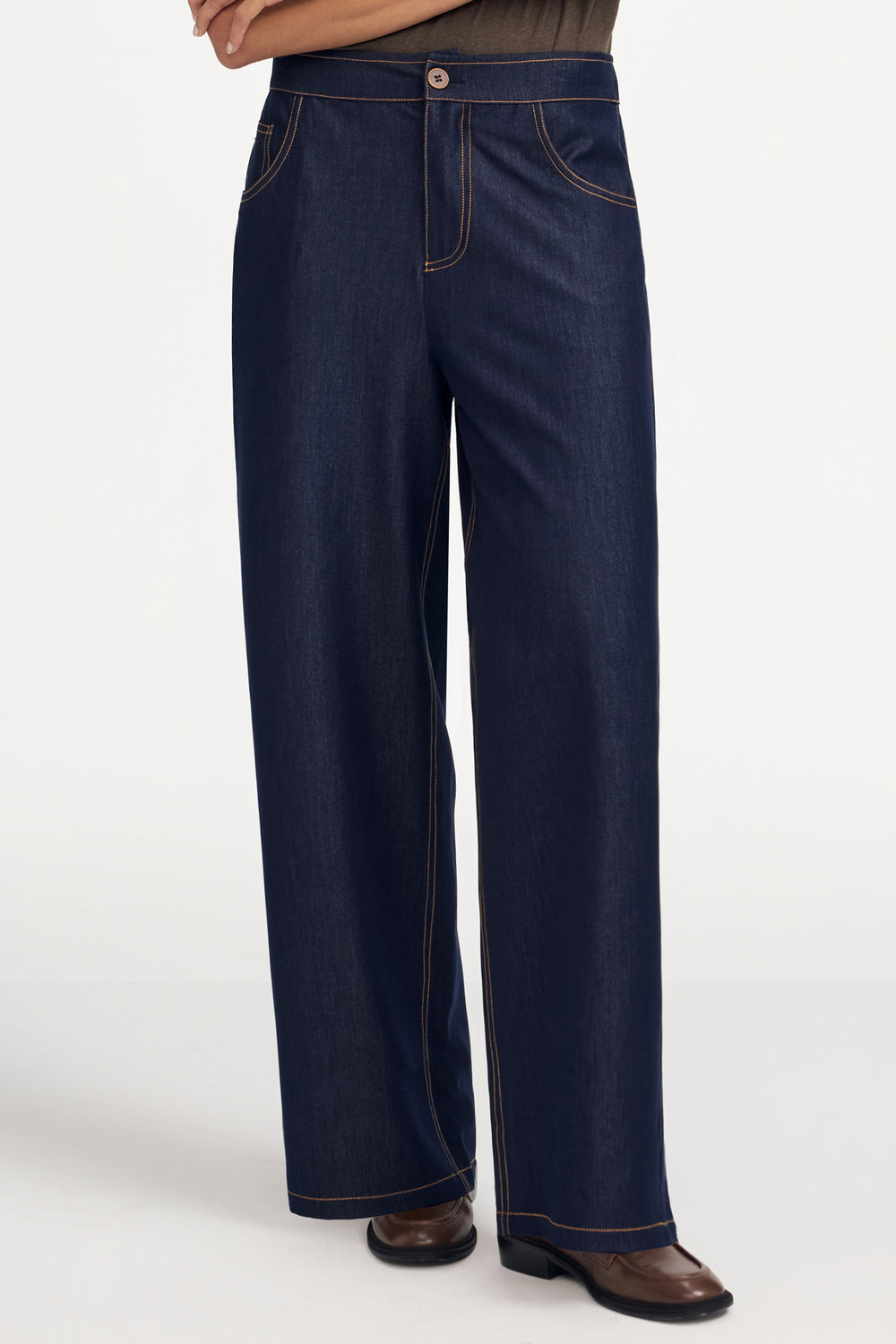 Women’s Tailored Wide-Leg Denim Trousers – Ink Rinse