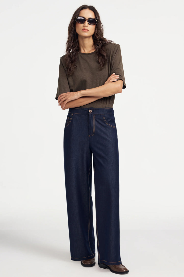 Women’s Tailored Wide-Leg Denim Trousers – Ink Rinse