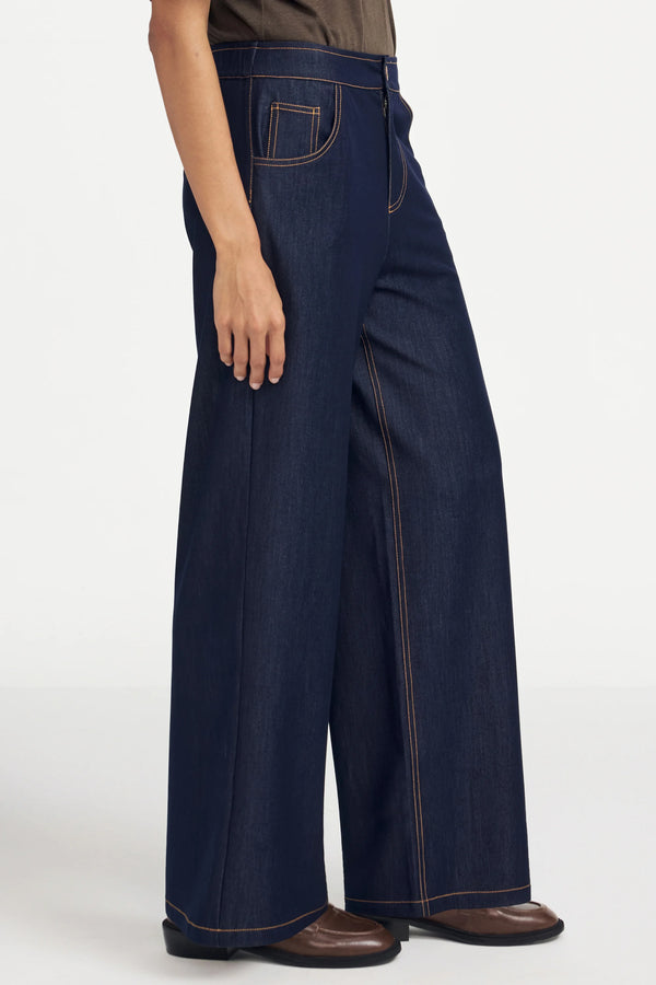 Women’s Tailored Wide-Leg Denim Trousers – Ink Rinse
