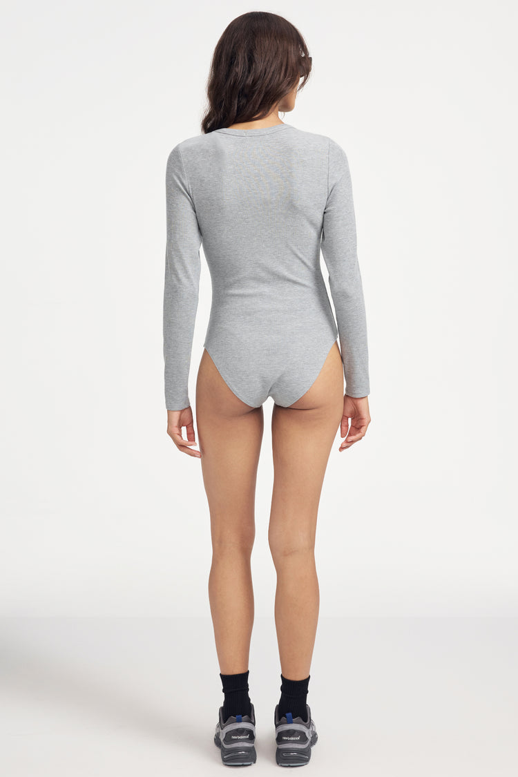women henley bodysuit in heather grey