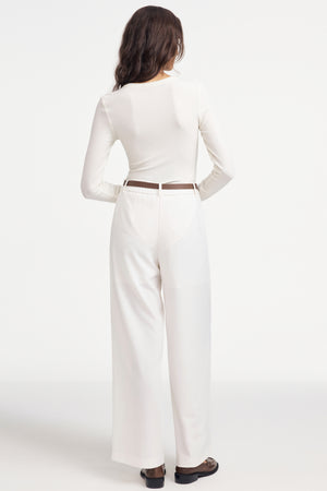 Women’s Essential Long-Sleeve Henley Bodysuit - Ivory