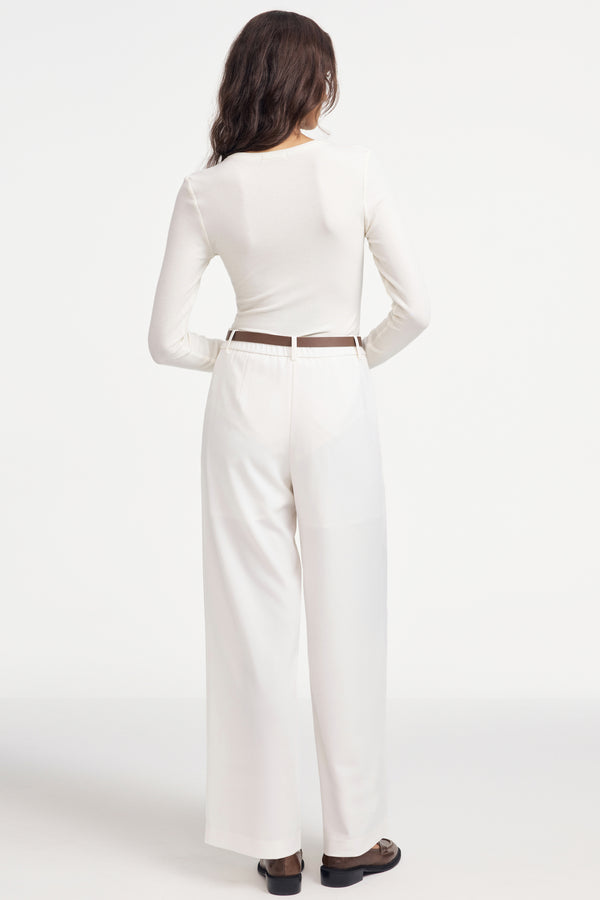 Women’s Essential Long-Sleeve Henley Bodysuit - Ivory