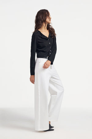 White Wide-Leg Denim - Classic White