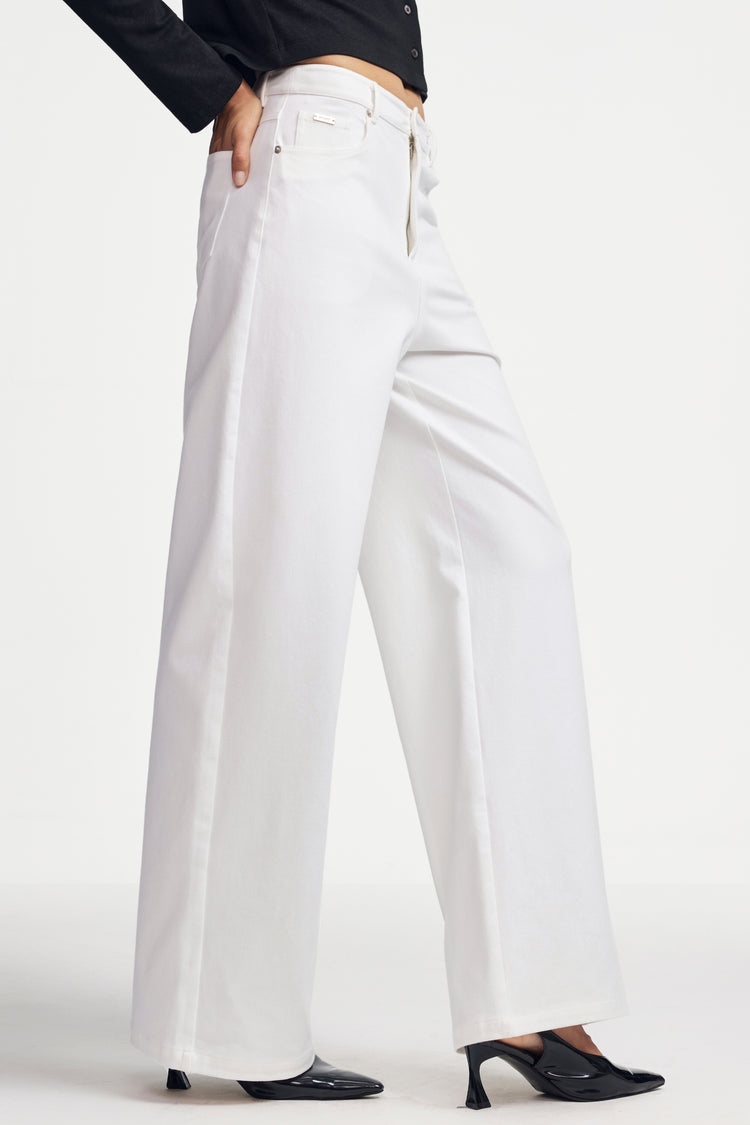 White Wide-Leg Denim - Classic White