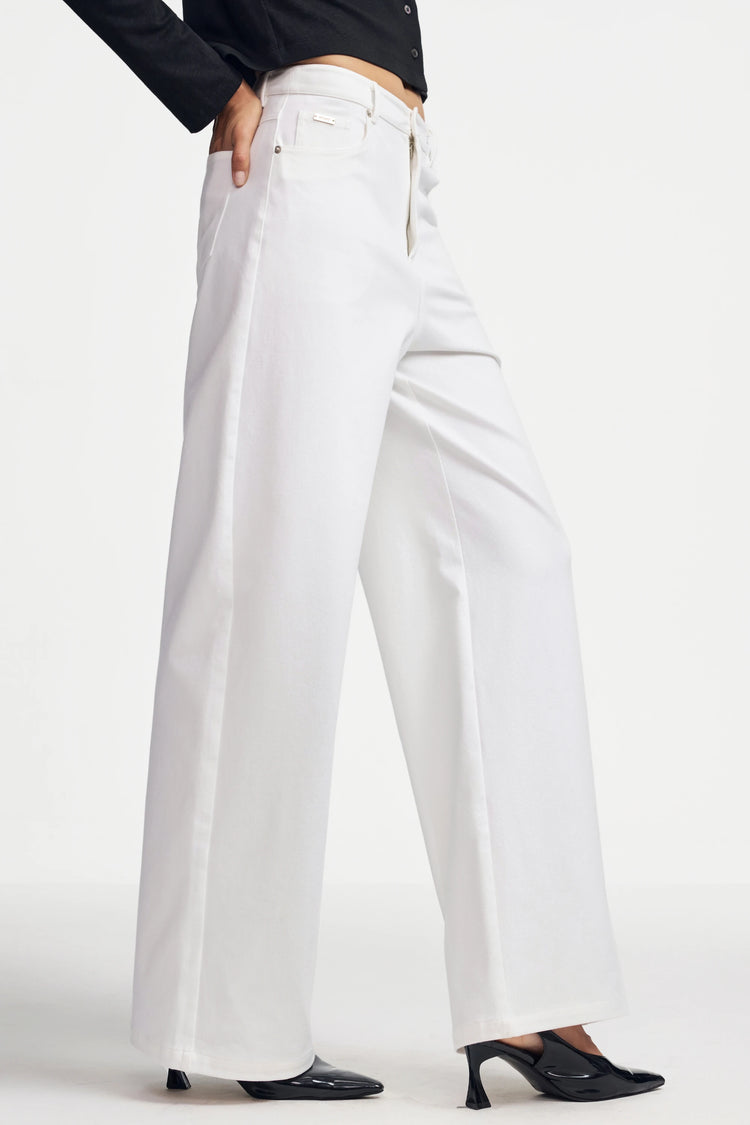White Wide-Leg Denim - Classic White