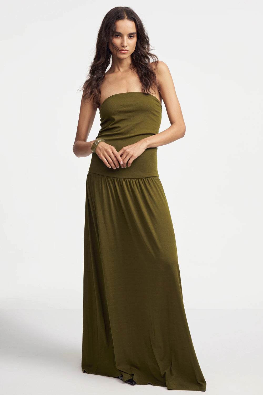 Women’s Strapless Maxi Dress - Olive