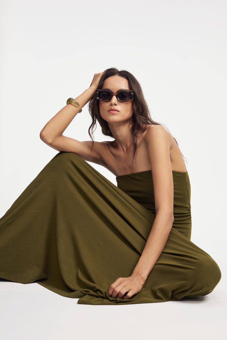 Women’s Strapless Maxi Dress - Olive