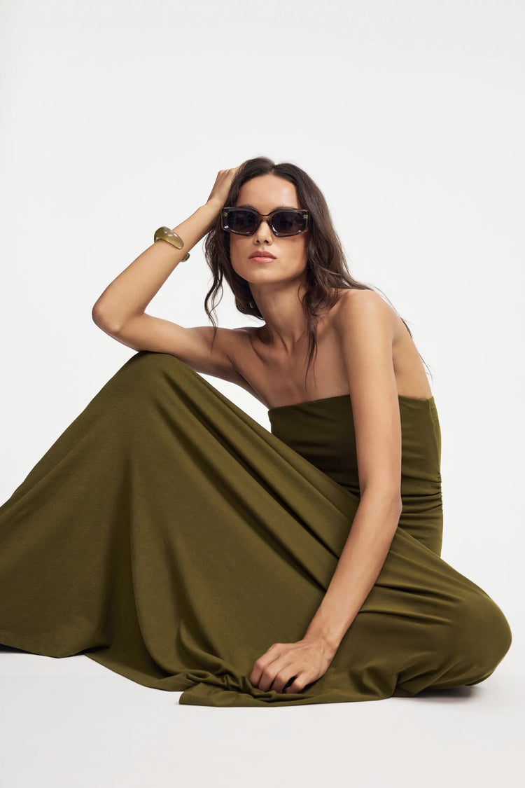 Women’s Strapless Maxi Dress - Olive