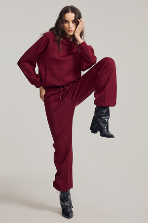 The Luxe Fleece Jogger - Burgundy Wine