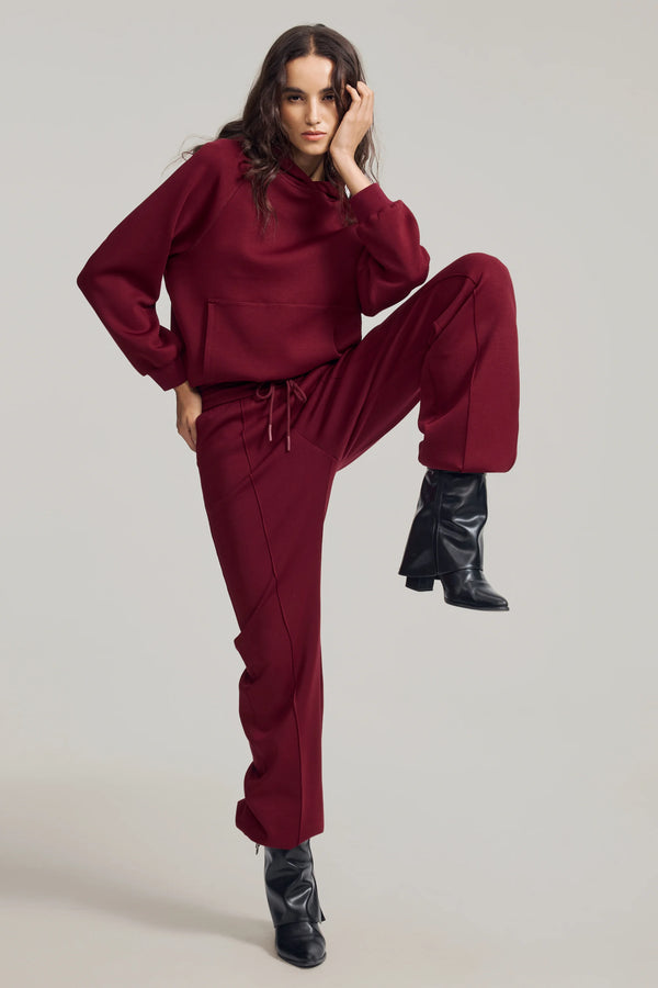 Women's Luxe Wool Blend Jogger - Burgundy Wine