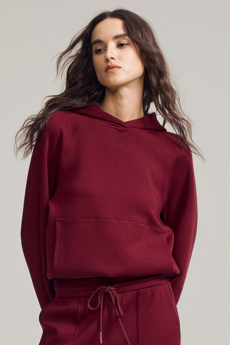 Women's Luxe Fleece Hoodie - Burgundy Wine