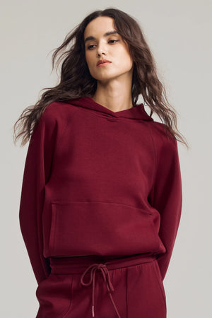 Women's Luxe Fleece Hoodie - Burgundy Wine