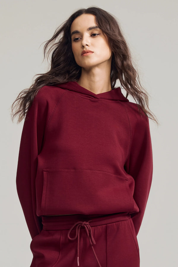 Women's Luxe Fleece Hoodie - Burgundy Wine
