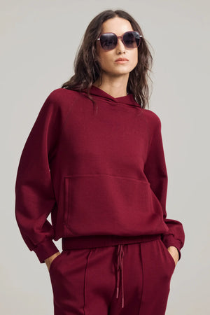 Women's Luxe Fleece Hoodie - Burgundy Wine