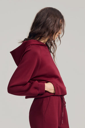 Women's Luxe Fleece Hoodie - Burgundy Wine