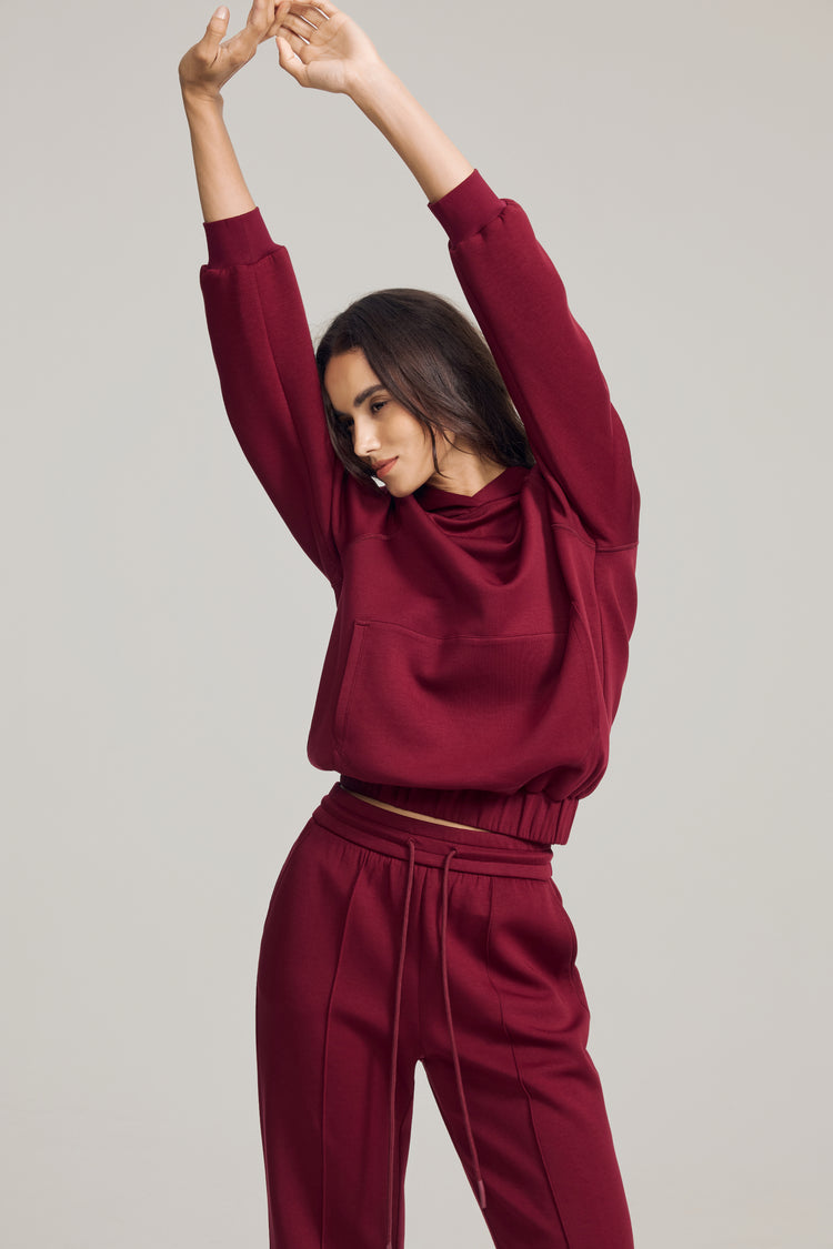 Women's Luxe Fleece Hoodie - Burgundy Wine