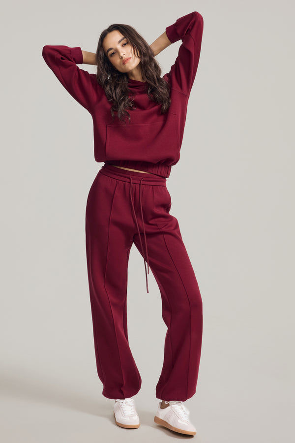 The Luxe Fleece Jogger - Burgundy Wine