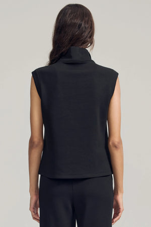 Women’s Modern Zip-Collar Sleeveless Pullover - Jet Black