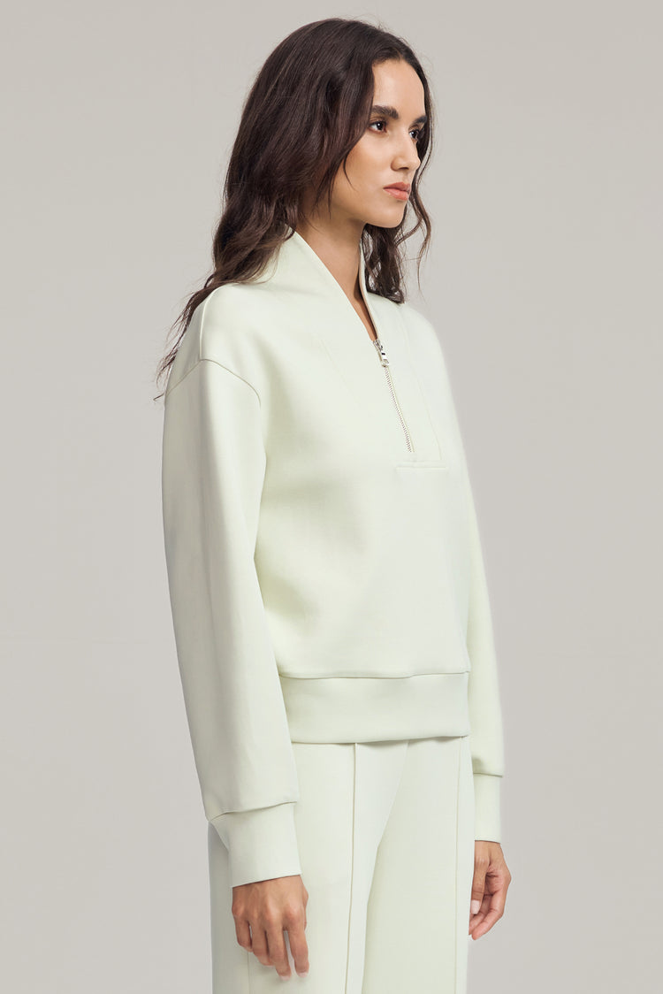 Women’s Luxe Half-Zip Pullover - Pistachio Cream