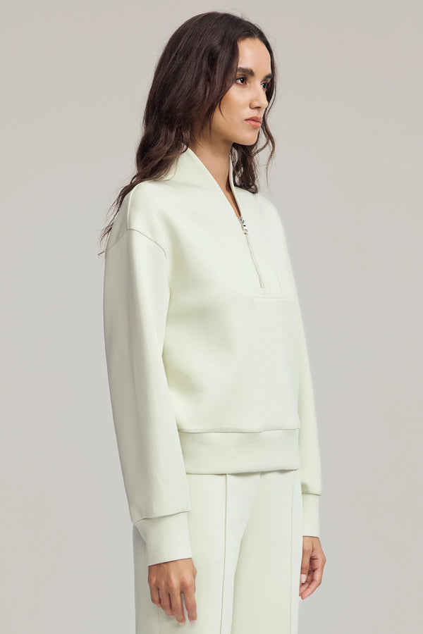 Women’s Luxe Half-Zip Pullover - Pistachio Cream