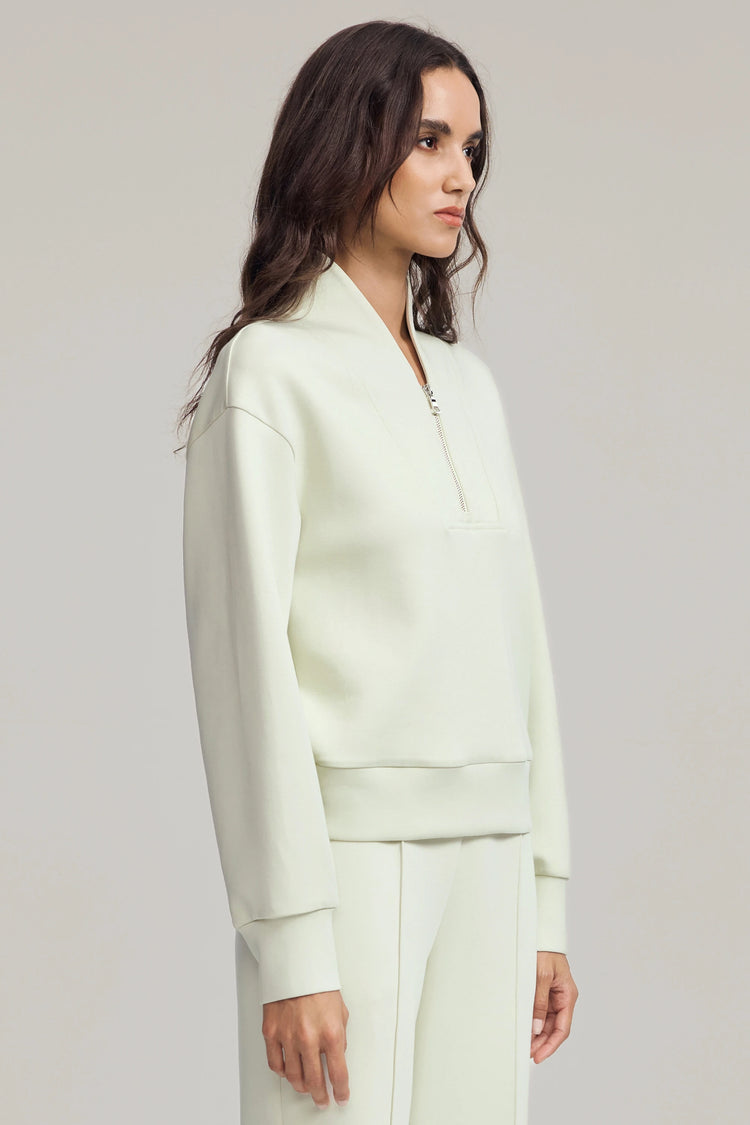 Women’s Luxe Half-Zip Pullover - Pistachio Cream