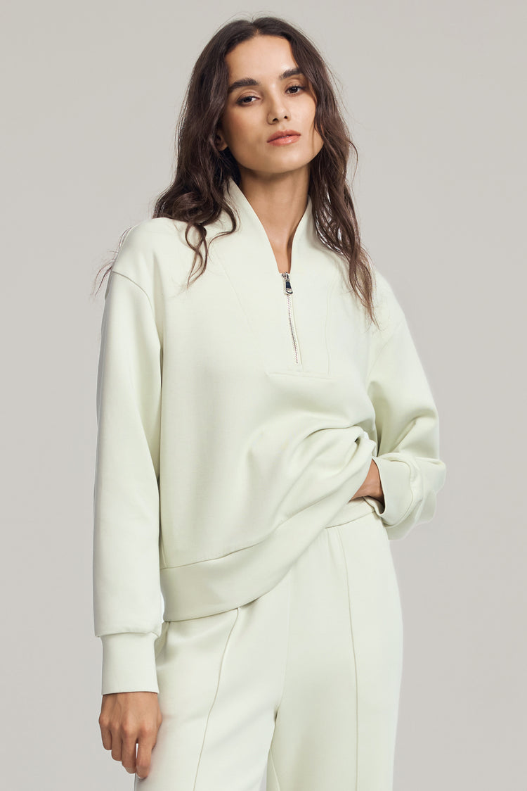 Women’s Luxe Half-Zip Pullover - Pistachio Cream