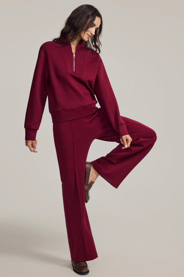Women’s Luxe Wool Blend Pant - Burgundy Wine